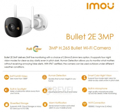 3Мп Wi-Fi камера видеонаблюдения Imou Bullet 2E (IPC-K3DP-3H0WF) (2.8мм) + SD карта 64Гб в подарок!