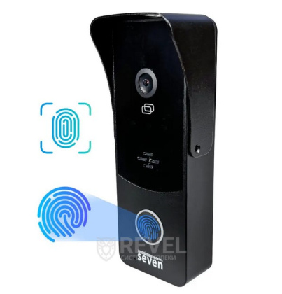 Вызывная панель домофона со встроенным контроллером и считывателем отпечатка пальца SEVEN CP-7508 FHD black