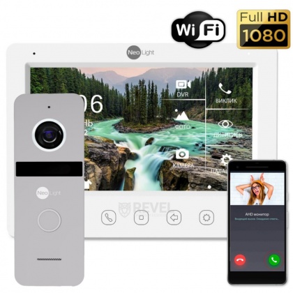 Комплект Wi-Fi FHD домофона с дозвоном на телефон и записью Neolight NeoKIT HD WF (Kappa+ HD WF + Solo FHD)