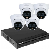 Комплект Full-color уличного наблюдения на 4 купольные 2Мп IP PoE видеокамеры Dahua DH-EBT1-2MP-LED
