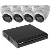 4Мп IP PoE видеонаблюдение на 4 купольные камеры с микрофоном и ИК подсветкой Dahua DH-EBT-4MP-4MIC