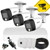 Уличное 2Мп видеонаблюдение со звуком и Smart Dual Light двойной подсветкой Dahua DH-ILA-2MP-3OUT