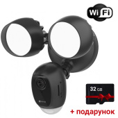 2МП Wi-Fi камера з освітленням та сиреною EZVIZ Ezviz LC1C (CS-LC1C-A0-1F2WPFRL) (2.8 мм) black  + SD карта 32Гб у подарунок