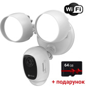 2Мп Wi-Fi камера с освещением и сиреной EZVIZ LC1C (CS-LC1C-A0-1F2WPFRL) (2.8 мм) + SD карта в подарок