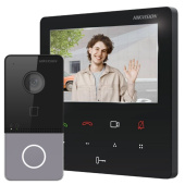 Комплект 4" IP WiFi домофона и WiFi панели вызова Hikvision DS-WF61-CR-KIT Black (мобильное приложение и удаленный доступ)