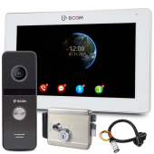 FHD сенсорний відеодомофон із записом, панель виклику та електромеханічний замок BCOM 770FHD Lock White
