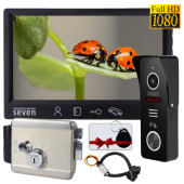 Комплект домофону, відеопанелі зі зчитувачем та електрозамку Seven Rfid-Lock black