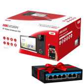 Комплект IP відеодомофону Hikvsion DS-KIS610-P (4MP, Wi-Fi, PoE, IP65, управління двома замками, мобільний додаток Hik-Connect)