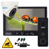 FullHd комплект видеодомофона 7" с записью + дополнительная камера SEVEN DP-7571 Cam Kit black