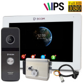 FHD сенсорный видеодомофон с записью, панель вызова и электромеханический замок BCOM 770FHD Lock White