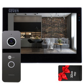 Комплект Wi-Fi видеодомофона 7 дюймов с переадресацией звонка SEVEN DP-7577Kit Neo black (с видеопанелью SOLO FHD)