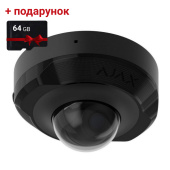 5Мп IP камера відеоспостереження Ajax DomeCam Mini black (4мм) з мікрофоном та можливостями штучного інтелекту