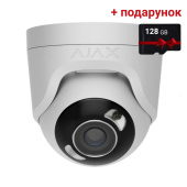 8Мп IP камера відеоспостереження Ajax TurretCam HL white (4 мм) з мікрофоном, можливостями ШІ та гібридним підсвічуванням