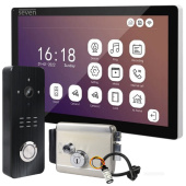 Wi-Fi видеодомофон 10 дюймов с замком для частного дома SEVEN DP–7517 Lock Kit black: детектор движения и поддержка Tuya Smart