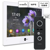 FullHD комплект Wi-Fi відеодомофону NeoLight Alpha Hybrid HD Kit Pro White (панель Prime FHD) — дозвон на телефон та запис відео