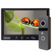 Комплект Full HD відеодомофону з детекцією та записом руху SEVEN DP–7571 FHD Neo Kit black