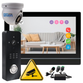 Wi-Fi домофон с дополнительной камерой SEVEN DP-7576 Cam Kit black (AI детекция человека, дозвон на телефон, Tuya Smart)