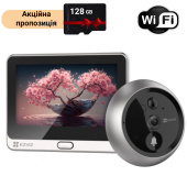 WiFi беспроводной дверной видеоглазок (домофон) EZVIZ CS-DP2 (3WPFBS,3MP) (дозвон на телефон, детекция движения) + SD карта 128Гб в подарок!