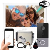 Беспроводной Wi-Fi домофон с замком и Wi-Fi панелью со считывателем Hikvision Smart Home White (управление со смартфона)