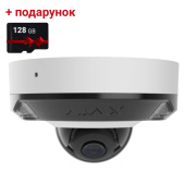 8Мп IP камера відеоспостереження Ajax DomeCam Mini HL white (4мм) з мікрофоном, можливостями ШІ та гібрідним підсвічуванням