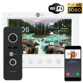 Комплект Wi-Fi FHD домофону з дозвоном на телефон та записом Neolight NeoKIT HD WF White (Kappa + HD WF + Prime FHD)