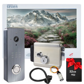 FullHd комплект відеодомофону для приватного будинку з панеллю виклику та замком SEVEN DP–7575 Lock Kit white