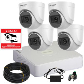 Комплект 2Мп HD видеонаблюдения с записью и звуком на 4 камеры для помещения или улицы Hikvision DS-76D0T-2MP-4MIC