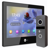 FullHD комплект Wi-Fi відеодомофону NeoLight Alpha Hybrid Black + панель SOLO FHD (дозвон на телефон та запис відео)