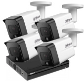 Комплект IP видеонаблюдения на 4 РоЕ камеры 2Мп со звуком и доступом с телефона Dahua DH-BULTC-2MP-4MIC