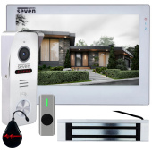 Комплект Wi-Fi відеодомофону 7 дюймів з електромагнітним замком для офісу SEVEN DP–7577 Office Kit (white / black)