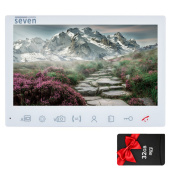 FullHD IPS видеодомофон 7 дюймов с детекцией движения SEVEN DP–7575 IPS white + MicroSD 32Gb в подарок