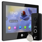Wi-Fi домофон NeoLight Alpha Hybrid Black + панель зі зчитувачем брелків OPTIMA ID FHD Black (управління зі смартфона, запис відео)