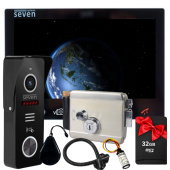 FHD IPS видеодомофон с электромеханическим замком на калитку SEVEN DP–7575 Rfid Kit black