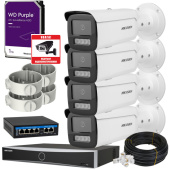 Комплект 4Мп Acusense IP Smart Hybrid Light уличного видеонаблюдения Hikvision DS-2T43-4MP-4OUT