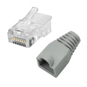 Набір неекранований конектор RJ45 (10 шт) + ковпачок сірий (10 шт)