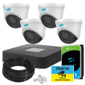 Комплект 2Мп IP відеоспостереження на 4 купольні камери IP66 зі звуком VIA SECURITY VS-D22AS-2MP-4MIC