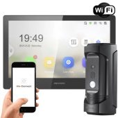 Комплект 10" IP WiFi домофону та антивандальної панелі виклику Hikvision DS-KH85-VP-KIT (мобільний застосунок та віддалений доступ)