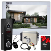 Комплект wifi видеодомофона 7-дюймов, вызывной панели со считывателем и электрозамка SEVEN DP–7577 Rfid Kit white