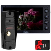 Комплект відеодомофону з записом відео по детекції руху SEVEN DP-7574 Kit black