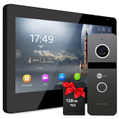 Беспроводной комплект 10" домофона NeoLight MEZZO Hybrid IP Wi-Fi Kit Black (панель Solo IPW + PoE адаптер) — дозвон на телефон и запись видео