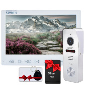 Комплект FHD IPS домофону 7 дюймів з панеллю виклику зі зчитувачем карток SEVEN DP–7575 Key Kit white