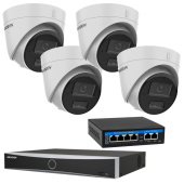 Комплект 4Мп IP видеонаблюдения со звуком, AcuSense аналитикой и двойной подсветкой Hikvision DS-G2SDL-4MP-4MIC