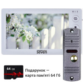 Комплект відеодомофону з записом відео по детекції руху SEVEN DP-7574 Kit white