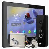 8-дюймовий Wi-Fi відеодомофон, панель зі зчитувачем та електромеханічний замок Alpha Hybrid Home Kit Pro Black