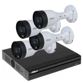 Комплект Full-color уличного наблюдения на 4 Bullet 2Мп IP PoE видеокамеры Dahua DH-BULS1-2MP-LED