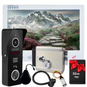 FHD IPS видеодомофон с электромеханическим замком на калитку SEVEN DP–7575 Rfid Kit white