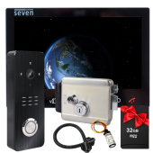 FullHd комплект відеодомофону для приватного будинку з панеллю виклику та замком SEVEN DP–7575 Lock Kit black