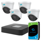 Комплект 4Мп IP PoE відеоспостереження на 4 купольні камери IP66 зі звуком VIA SECURITY VS-D24AS-4MP-4MIC