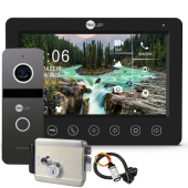 Wi-Fi домофон для приватного будинку з електромеханічним замком NeoLight Smart Home Black (Kappa + HD WF із записом та дозвоном на телефон)