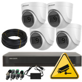 Комплект 5Мп HD ACUSENSE видеонаблюдения с записью и звуком на 4 камеры для помещения Hikvision DS-76H0T-5MP-4MIC